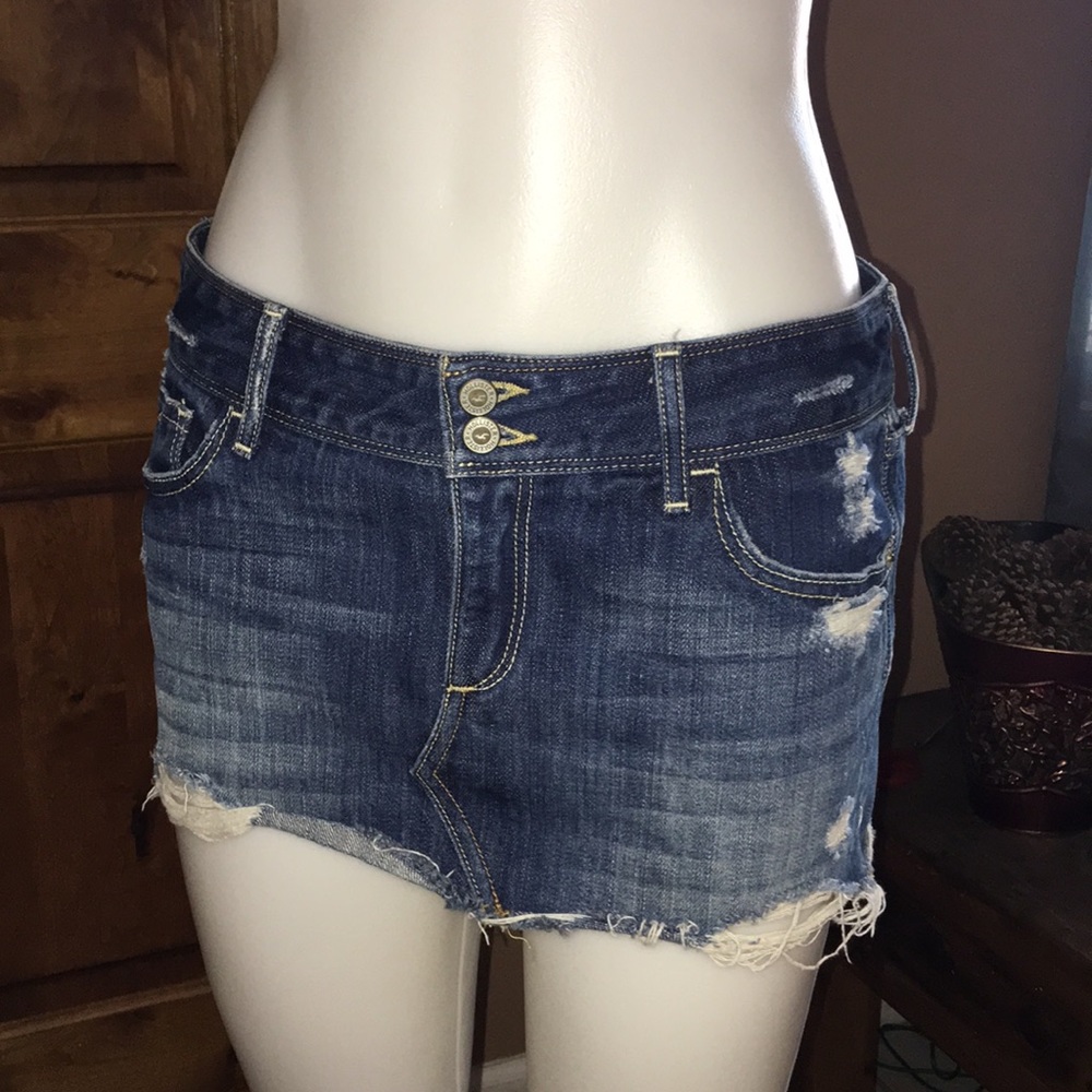 Hollister distressed denim jeans skirt Sz 5 jr